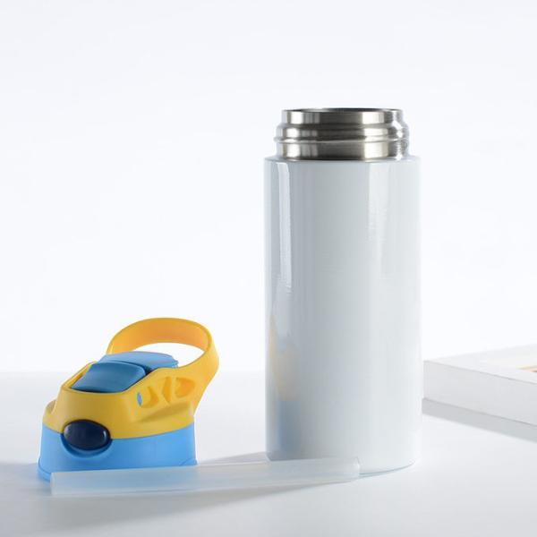 Kids Sublimation Tumbler 12oz Sublimation Kids Water Bottle With One-Click Pop-Up Straw Lid And Handle Stainless Steel Insulated Sublimation Kids