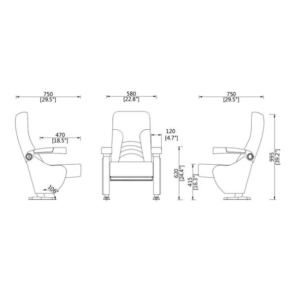 No Noise Gravity Return Public Theater Chairs Premium PP Cover With Cushion