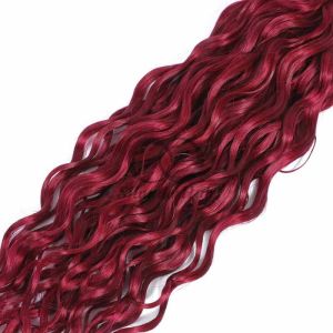 Burgundy Water Wave Remy Human Hair Bundles Sew In Weave Bundles Brazilian
