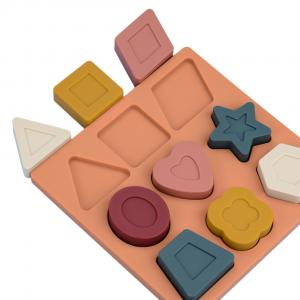 China Silicone Puzzle BPA Free Eco Friendly Silicone Toy Shape Geometric Stacking Toys on sale