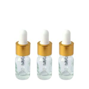 Quality 5ml Clear Glass Essential Oil Bottle with Aluminum Dropper for sale