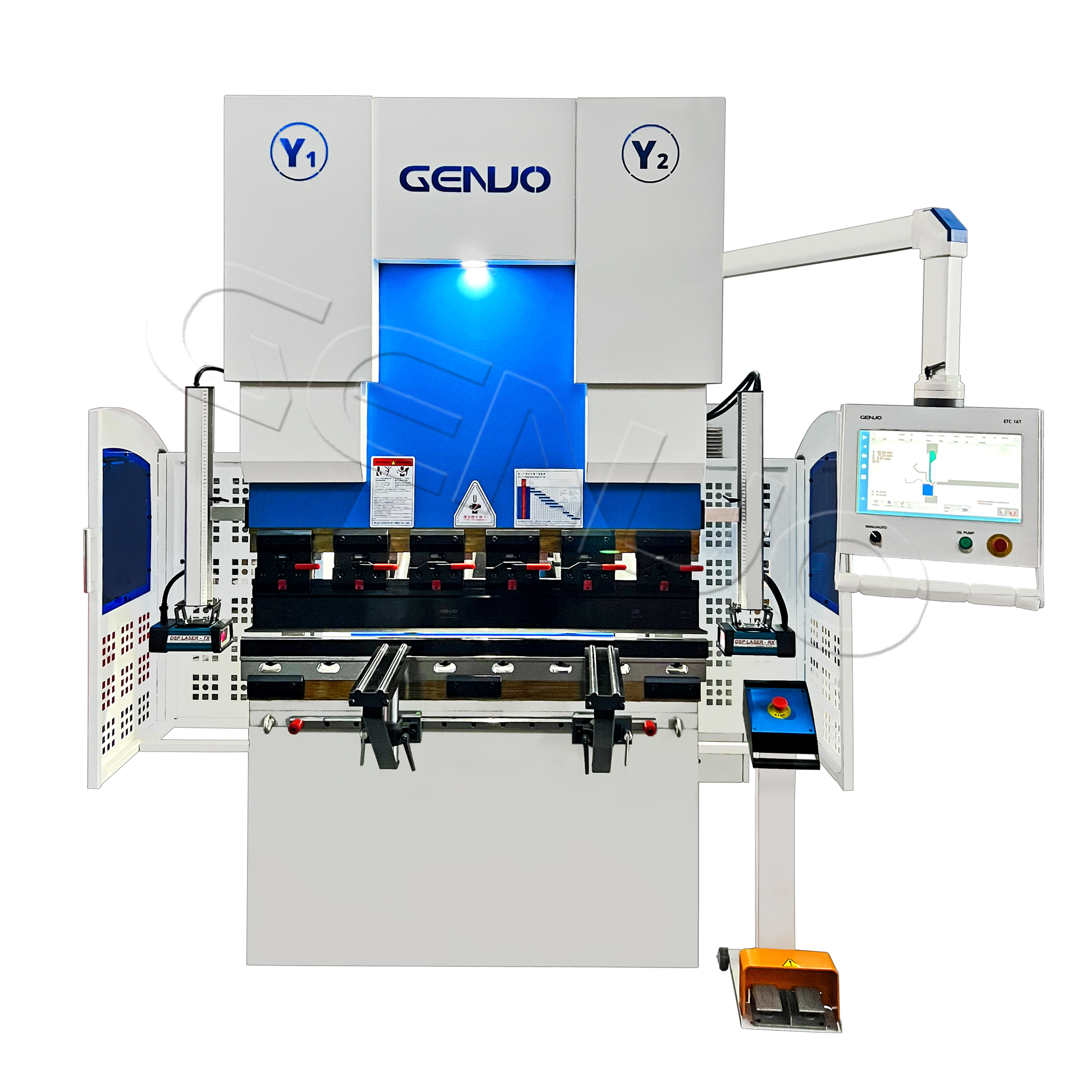 China GENUO ETC-16 CNC Control Y1/Y2/X-Axis Semi-Automatic 40T/63T/80T/100T/125T/160T/200T/250T/300T/400T CNC Bender Machine on sale
