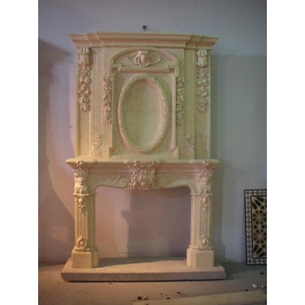 Large marble fireplace mantel
