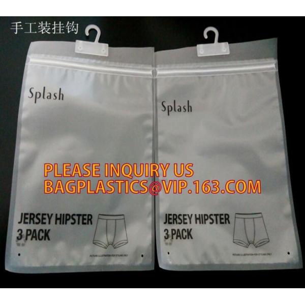Hanging Hole Resealable apperal Packaging Bags For Clothes, Zipper Plastic Bags For Clothes, Hanger Hook