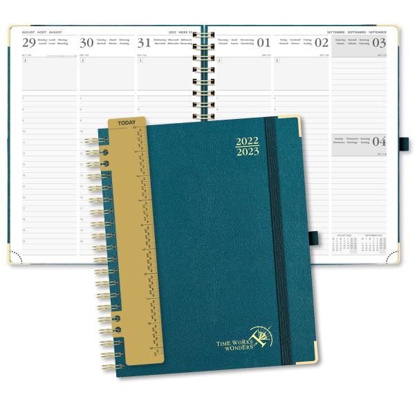 Hardback A4 Size Weekly Academic Planner 16 Months Pacific Green