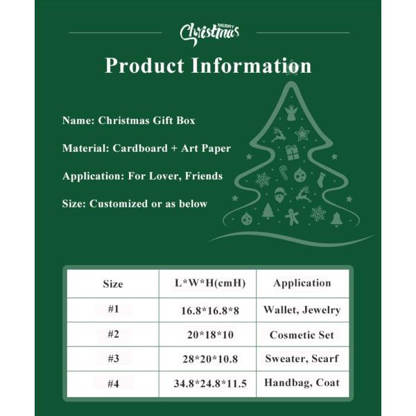 Set Of Four Different Size Cardboard Christmas Gift Box For Scarf Gloves