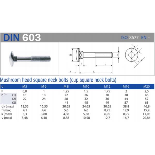 10mm X 200mm Fully Threaded DIN 603 HDG Gr 8.8 Carriage Bolt with High Tensile Strength and Hot Dip Galvanization