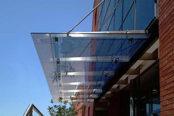 Buy Fashionable Stainless Steel Glass Canopy Withstand 12 Level Strong Typhoon Impact at wholesale prices