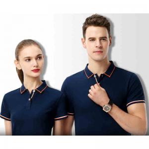 Quality Black Staff Mens Breathable Polo Work Shirts Screen Printing Plain Solid Blue Color for sale