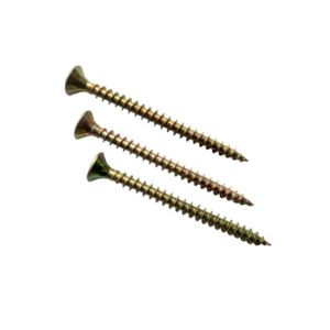 Quality Flat Countersunk Head Chipboard Wood Screws Yellow Zinc Plated Surface for sale