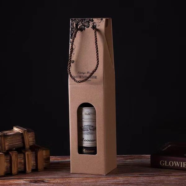 Folders Red Wine Box With Handle , Paperboard Food Packaging Box