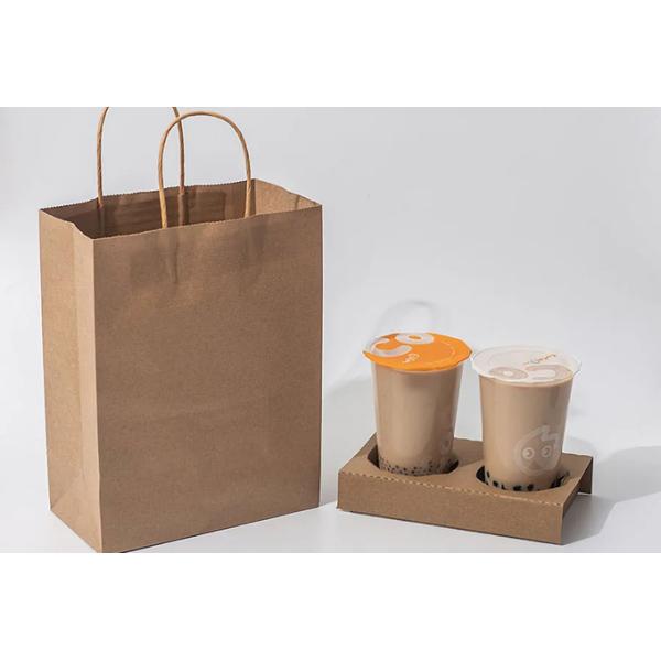 Kraft Paper Cup Holder Disposable Packing Insulation Corrugated Kraft Paper Cup Holder For Tray Takeout Packing