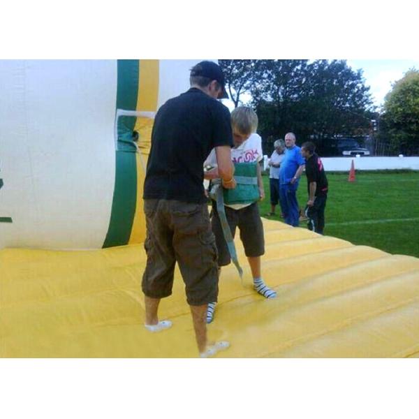 PVC Tarpaulin Inflatable Interactive Games Green And White Color 10.07x3.7m