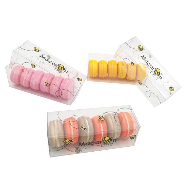 0.3mm PET Glossy Lamination 6 Pack Macaron Box With Bee Printing