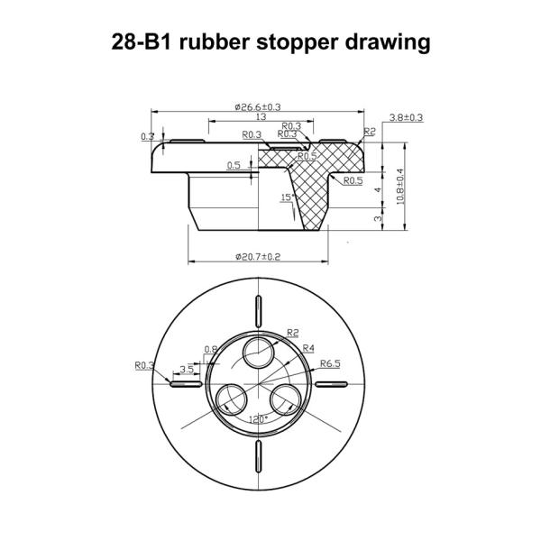 Grey 28-B1 Pharmaceutical Rubber Stoppers Ethylene Oxide Sterilization