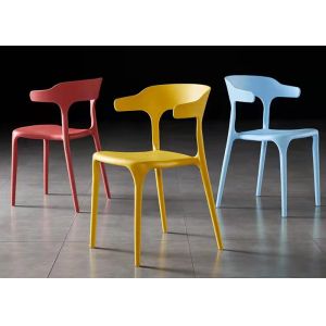 Quality European Style Coloured Plastic Dining Chairs 50cm Blue Yellow Red for sale