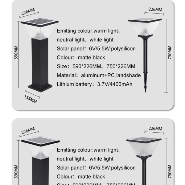 Waterproof Solar Garden Light Lantern Pathway Pathway Decoration 226x750mm
