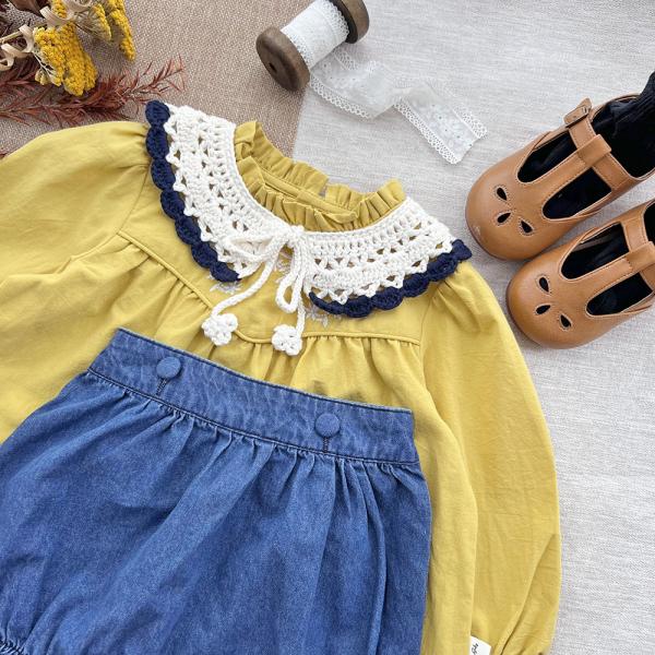 Y-F Hand Crochet Baby Girls Lotus Ruffle Lace Doll Neck Fake Collar for Girls