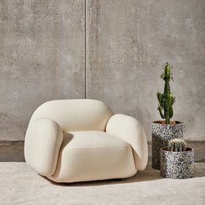 Quality 160cm Creative Leisure White Teddy Armchair Tufted Design for sale