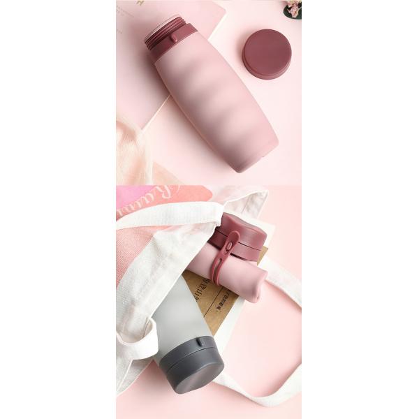 BPA Free 600ml Leakproof Silicone Foldable Water Bottle With PP Lid