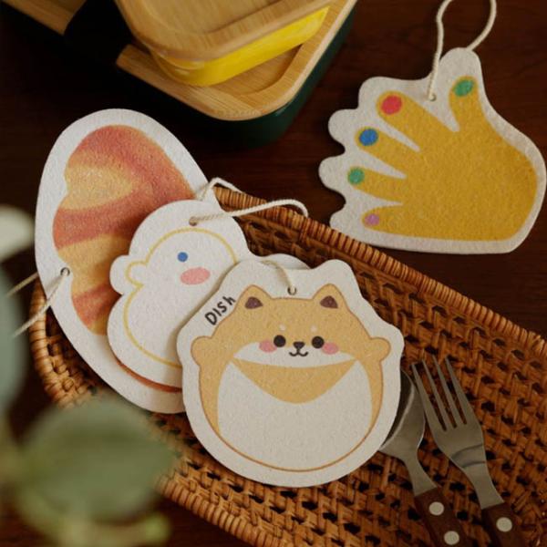 Cute Cartoon Compression Bulk Kitchen Supplies Dish Washing Sponge Reusable