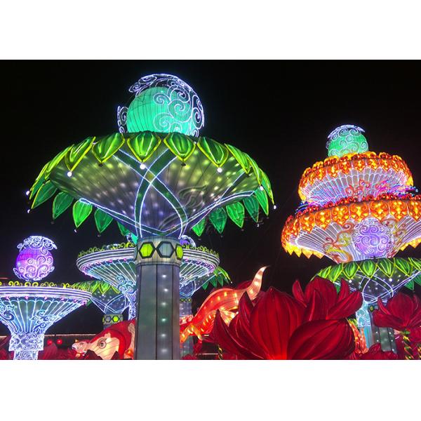 Fabric Traditional Chinese Festival Blue Light Lantern Outdoor Waterproof