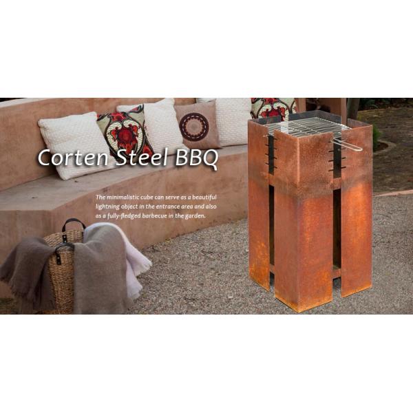 1200mm Square Corten Steel BBQ Grill Charcoal Burning Decorative