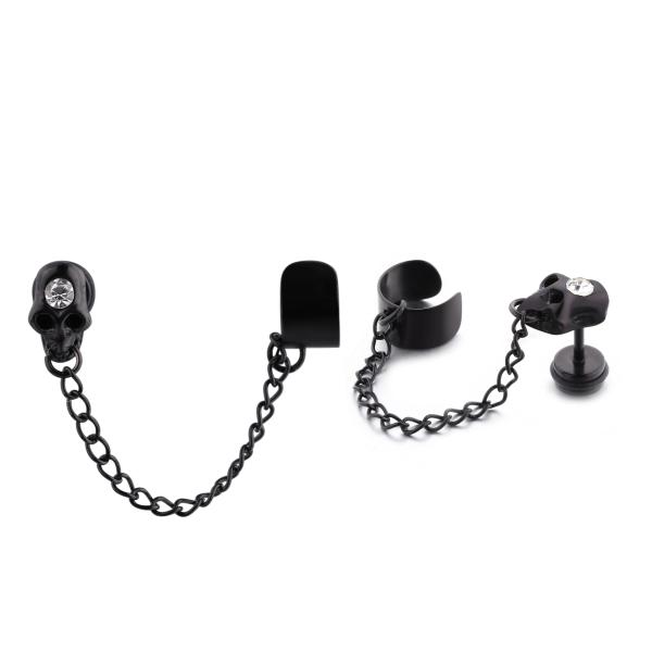 Factory price man style cool skull stud earrings with crystal