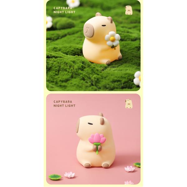 Funny Cartoon Capybara Night Light Tap Control 1200mAh Rechargeable Sleeping Night Light With 7 Changeable Color