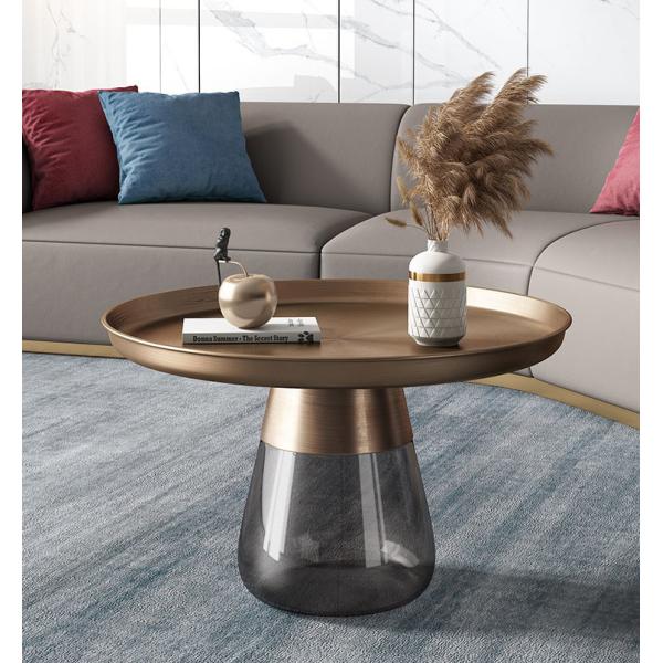 Brushed Brass Stainless Steel Top Bell Side Table Nordic Round
