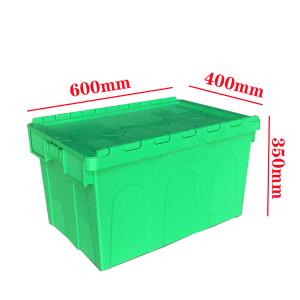 Quality 550x370x320mm Folding Stackable Crate Moving Plastic With Attached Lid Container for sale