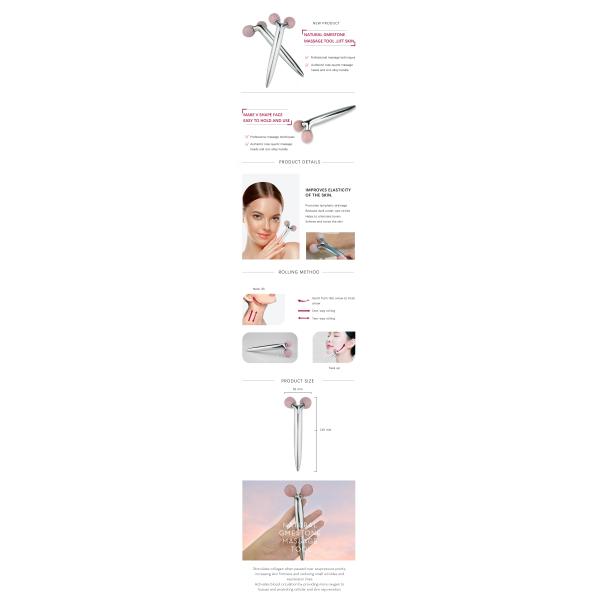 ROHS 145mm Pink Y Shaped 3D Face Jade Rollers For Slimming