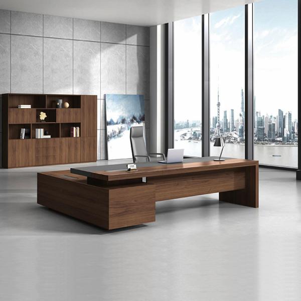 Brown Executive Desk Sets 900mm Wooden Office Desk With Cabinet​