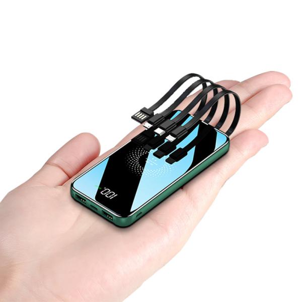 High Speed 10000MAH Power Bank 4 Cable With One Body Print / Engraving LOGO