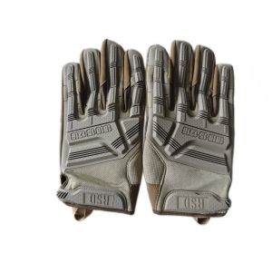 Tactical Brown Combat Gloves Durable Leather Reinforced Knuckle Protection