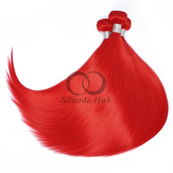 Red Straight Remy Human Hair Bundles Sew In Weave Bundles Brazilian Bundle Deals