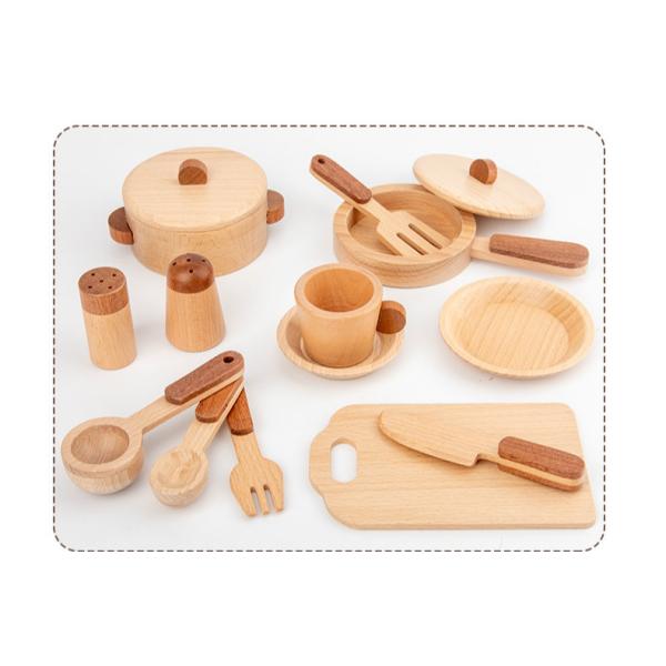 Children'S Log Wooden Kitchen Toy Set Simulation Mini Educational