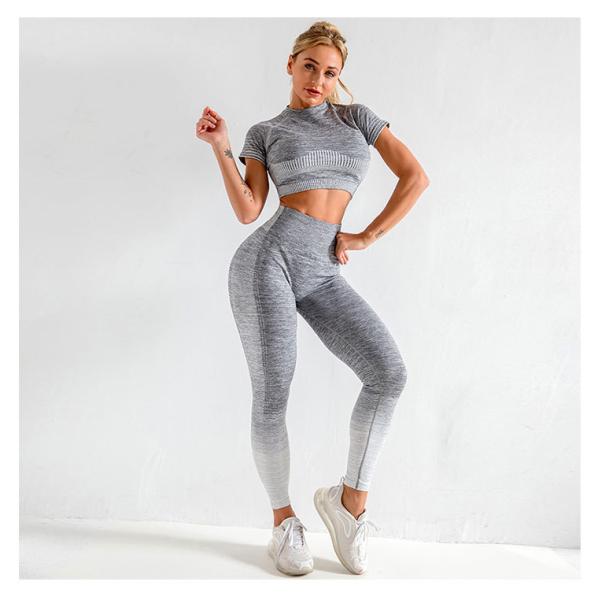 Breathable two piece set fashion workout fitness clothing for women