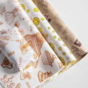 40gsm-50gsm Unbleached Printed Greaseproof Paper Cheese Butter Wrapping Paper