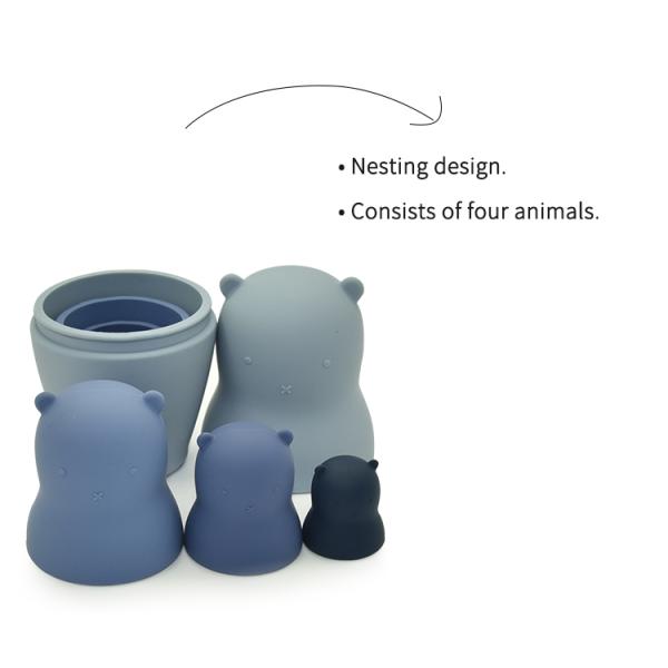 Non Toxic Silicone ODM 1 Year Baby Educational Toys Bear Dolls 4 In 1