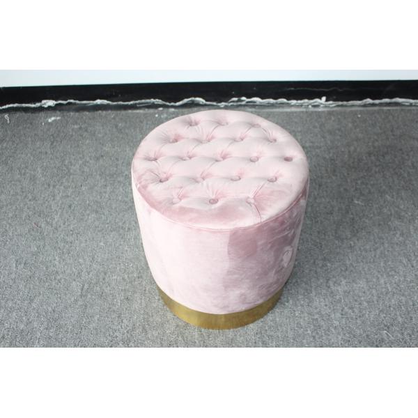 Good quality wood ottoman stool stainless steel base ottoman with velvet button ottoman