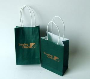 Quality White Kraft Paper Custom Printed Paper Shopping Bags Recyclable , CMYK / PMS Colors for sale