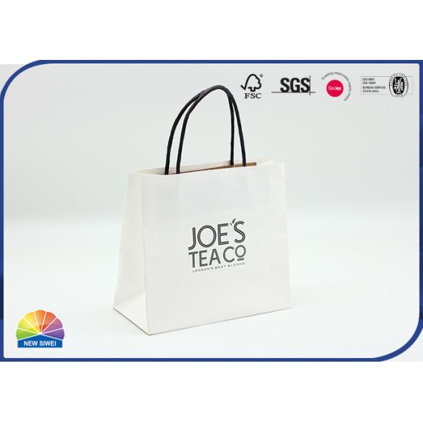 Custom Printed Biodegrade Kraft Paper Bags With Twisted Handles Tea Gift
