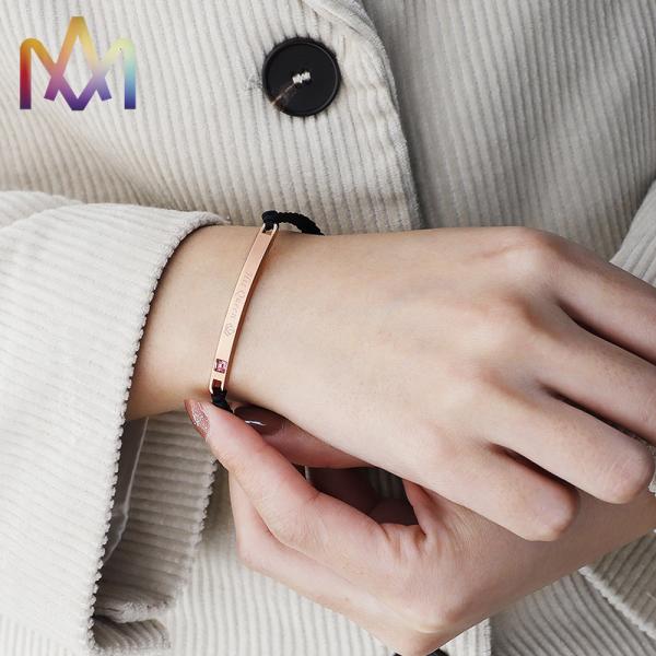 Anti Fatigue Adjustable Letter Name Bracelet 6x45MM For Couple