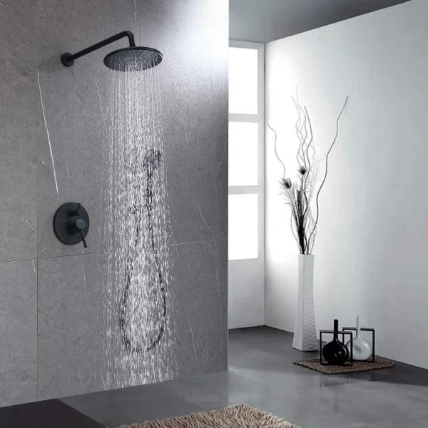 OEM ODM rainfall shower system 3 way shower black ceiling mounted rain mixer faucet waterfall overhead shower