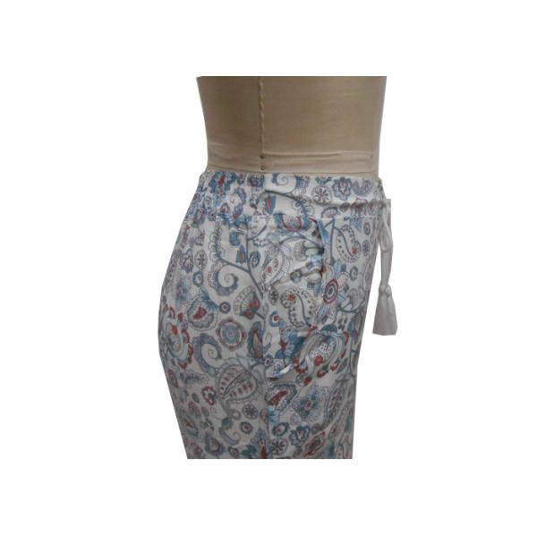 Cashew Print Ladies Casual Pants Plus Size Tall Trousers With Pompom Waist String