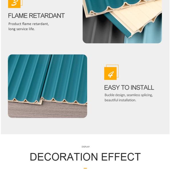 Decorative 3D WPC Wooden Ceiling Outdoor 15mm Round Grille Panel