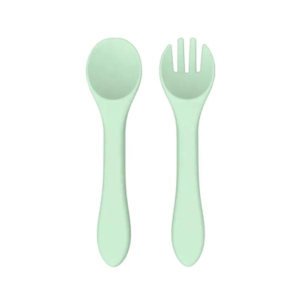 Baby Nontoxic Silicone Kitchen Product Fork And Spoon Practical