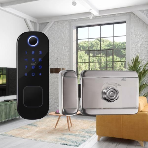 Anti-pick Frame Swing Glass Door Wi-Fi Smart Door Lock with Low Power Alarm