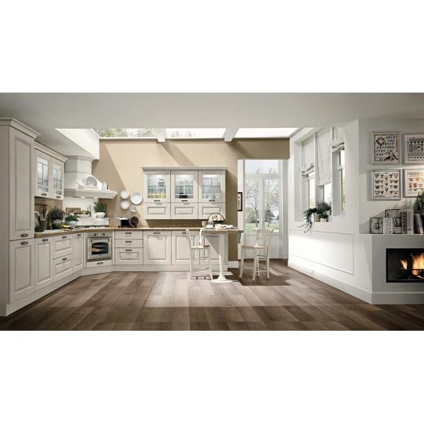 Luxury Primery Solid Wood Kitchen Cabinets In L Shape And With Tall Cabinet